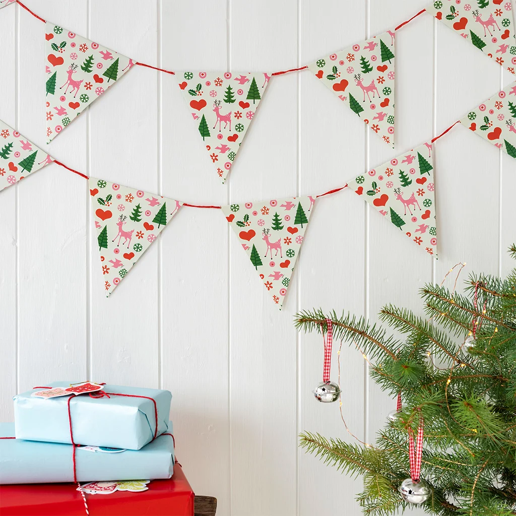 paper bunting (3 metres) - 50s christmas