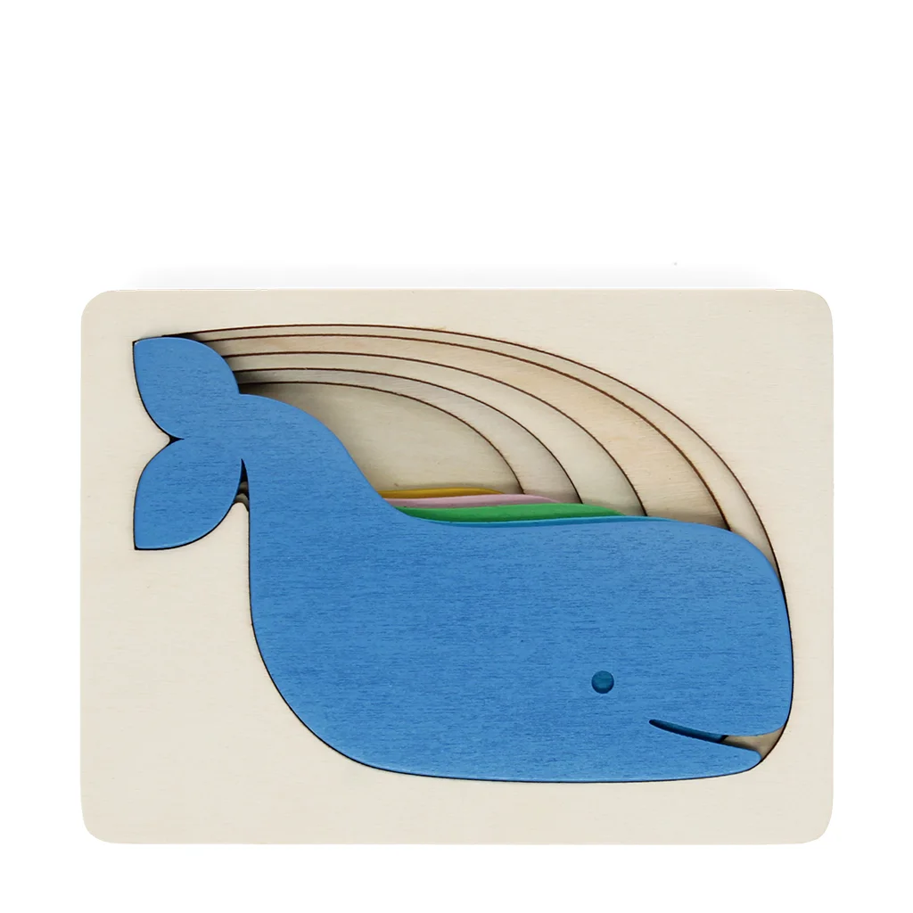 wooden layered puzzle (5 pieces) - whale