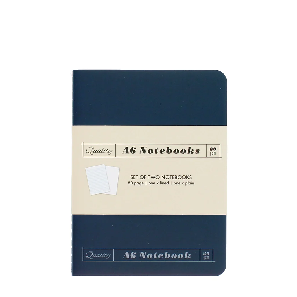 carnets a6 (lot de 2) - orange & bleu