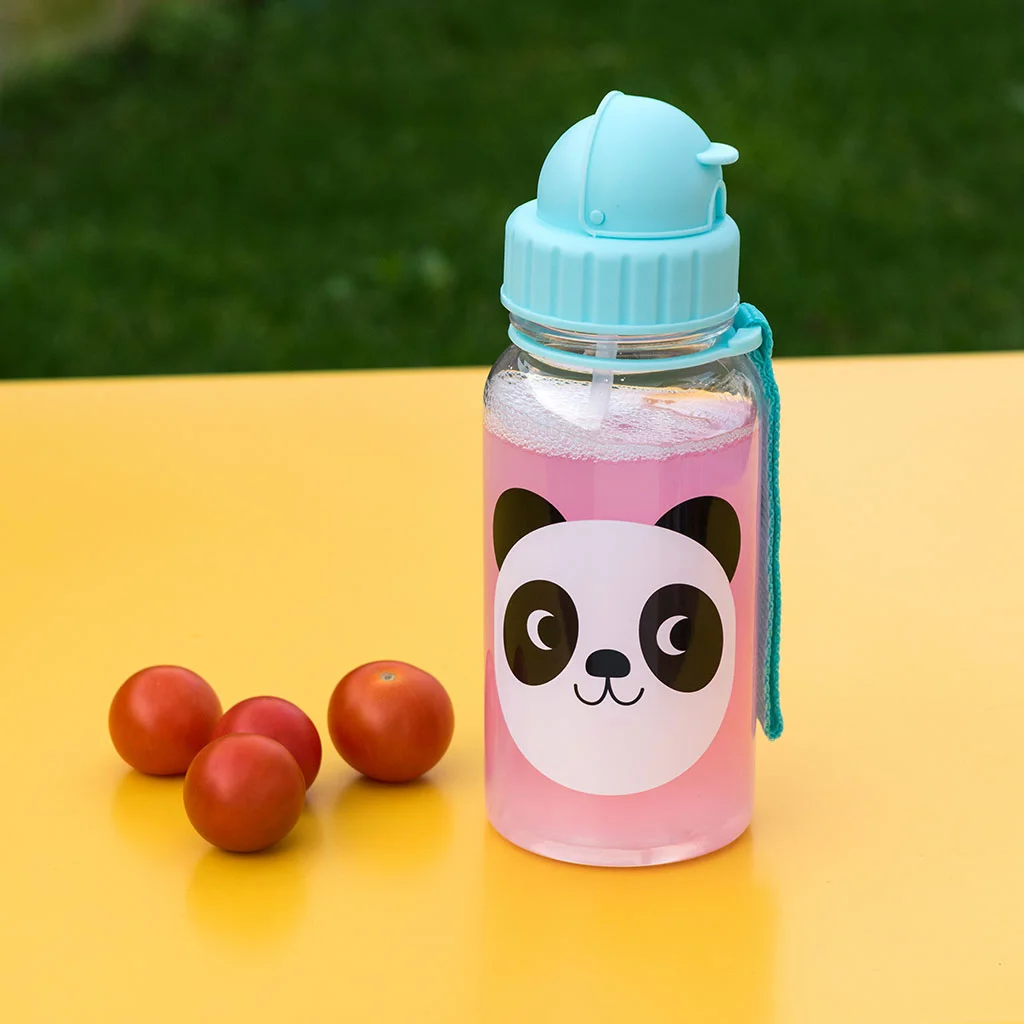 children's water bottle with straw 500ml - miko the panda