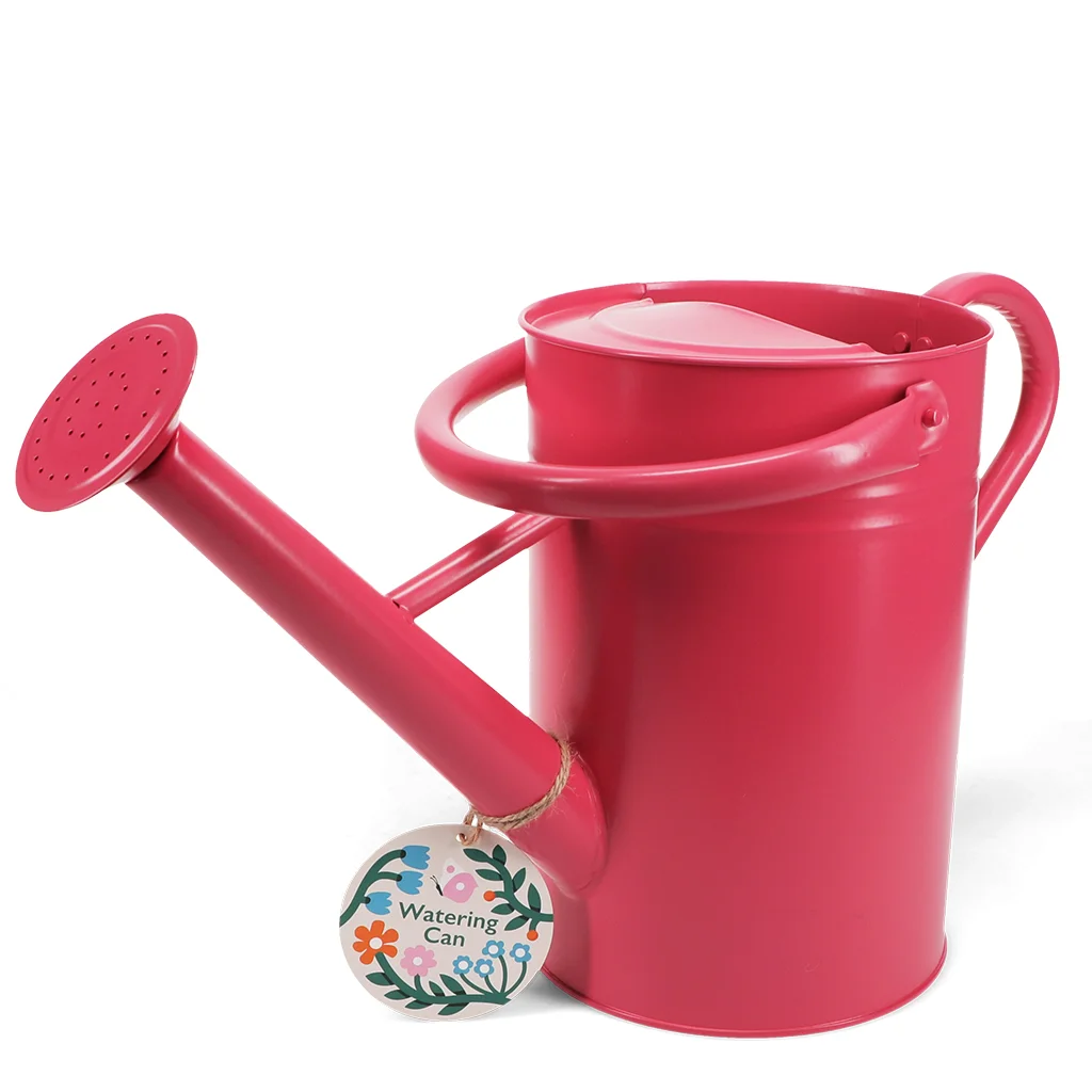 galvanised steel watering can 4.5l - red