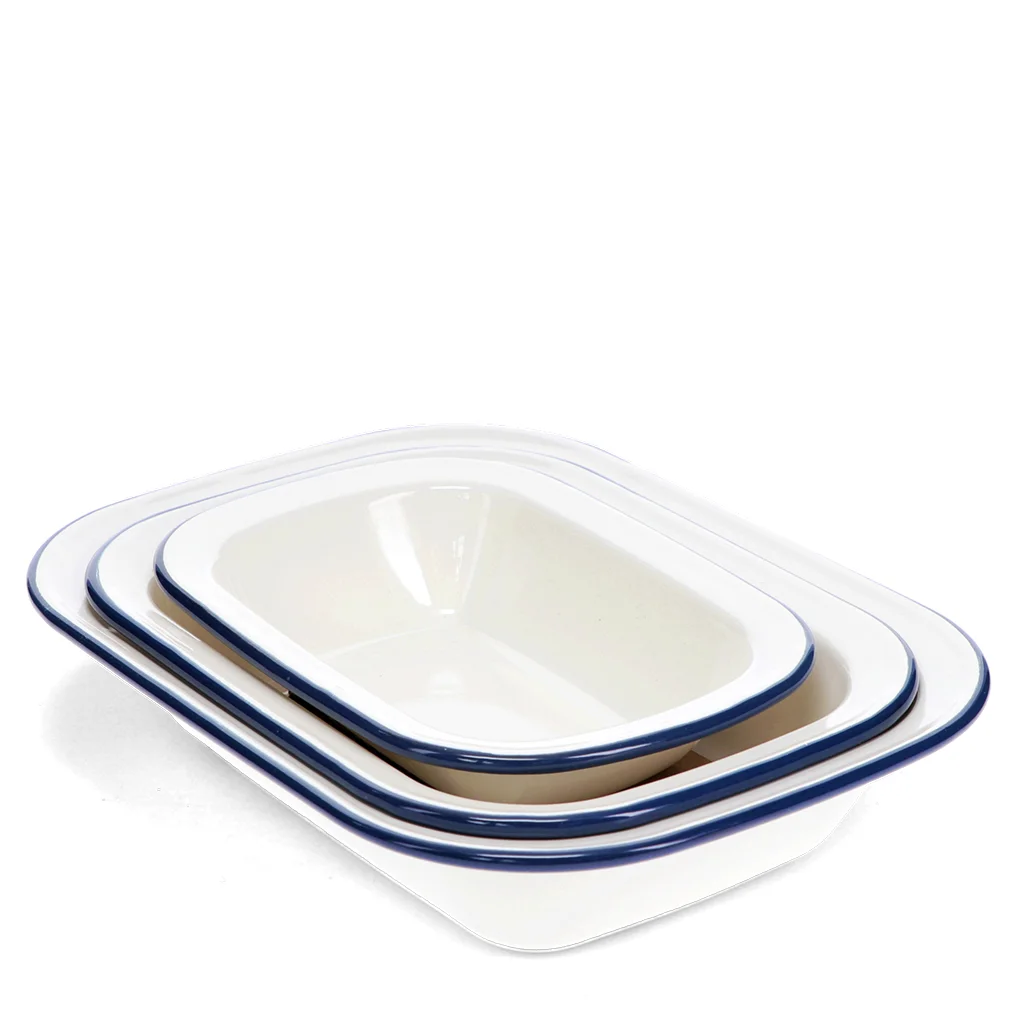 enamel pie dishes (set of 3) - blue