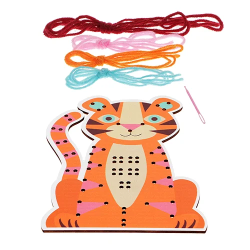 learn to sew wooden hand-stitch set - tiger