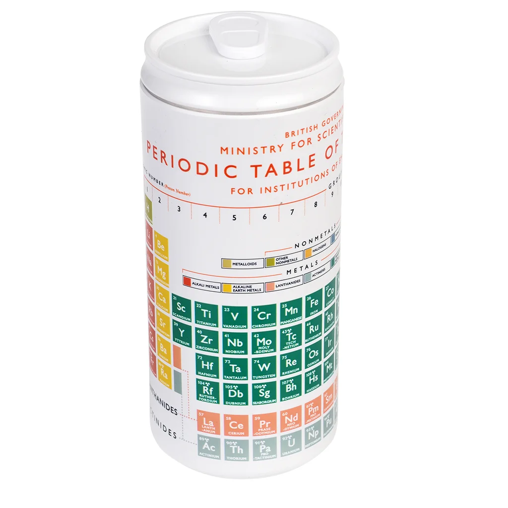 reusable eco can water bottle (330ml) - periodic table