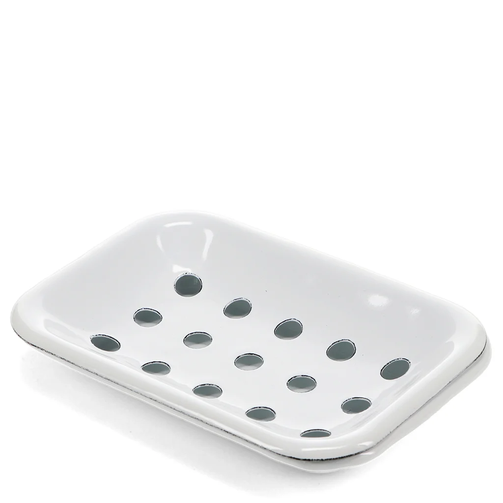 two-part enamel soap dish - white