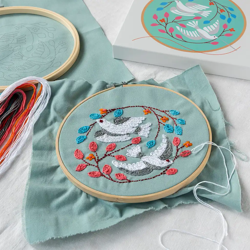 embroidery kit - peace doves