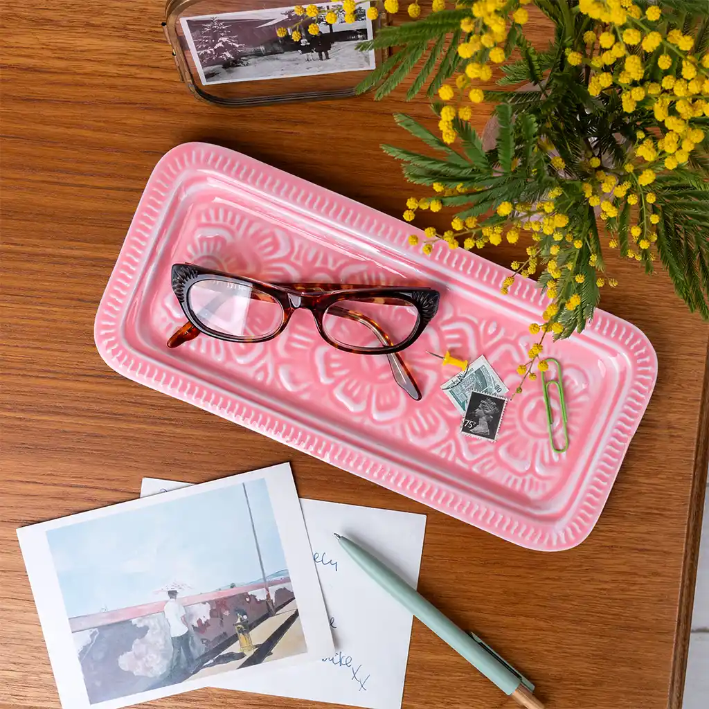 enamel trinket tray - pink