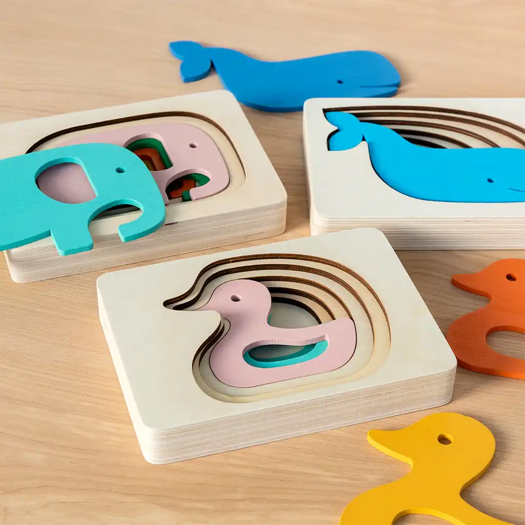 wooden layered puzzle (5 pieces) - duck