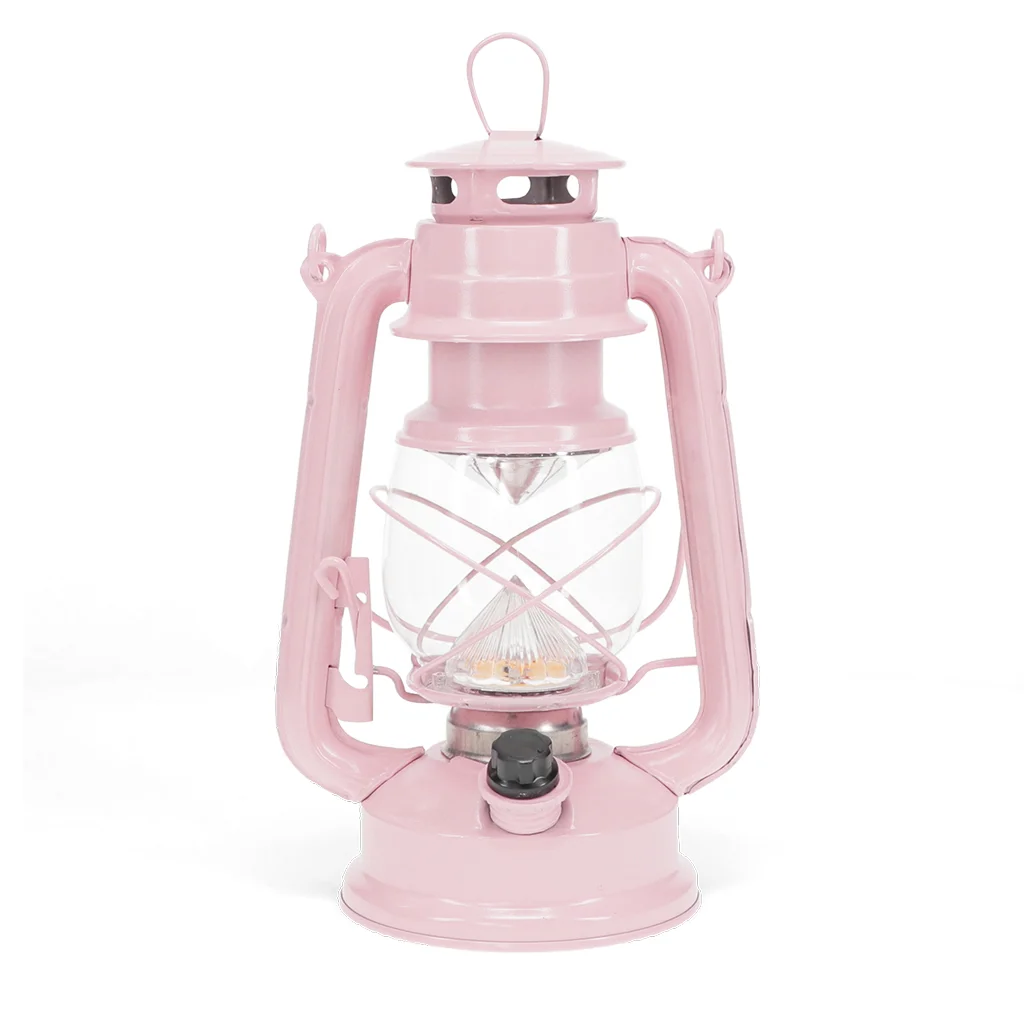 led hurricane lantern - pink