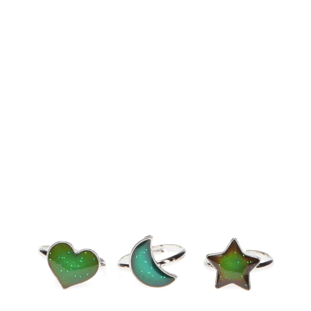 anillos de humor (set de 3) - corazón, estrella y luna