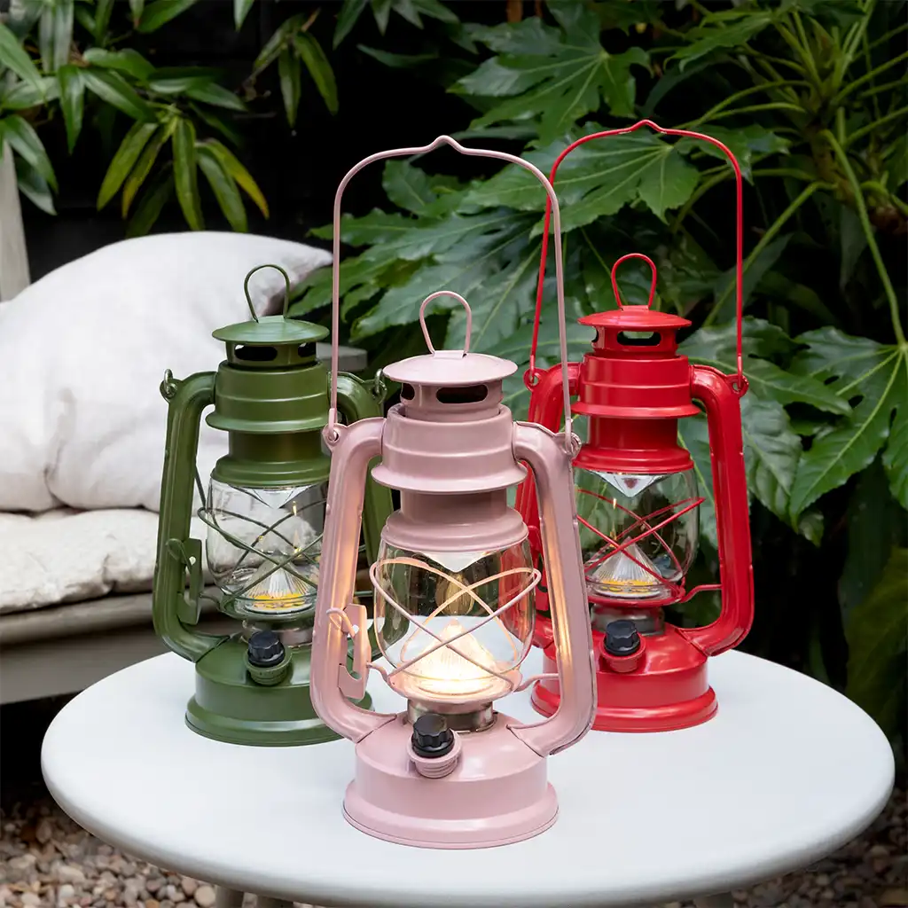 led hurricane lantern - pink