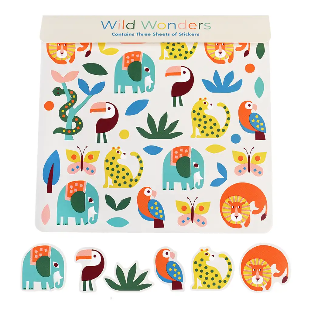 conjunto de 3 hojas de pegatinas wild wonders