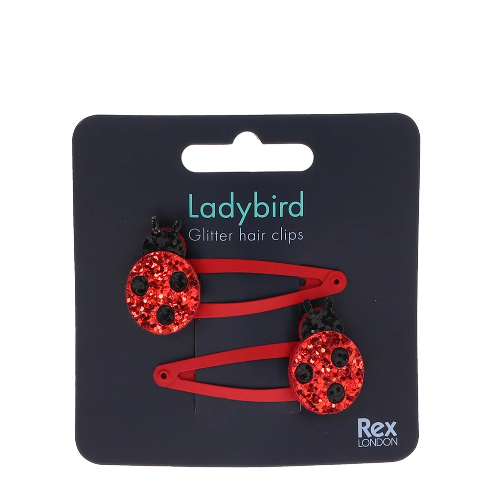 glitter hair clips (set of 2) - ladybird