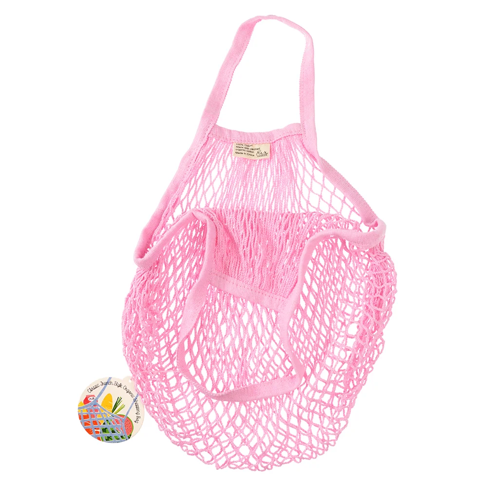 sac filet à provision rose bébé en coton biologique