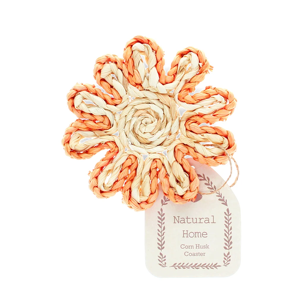 corn husk coaster - orange