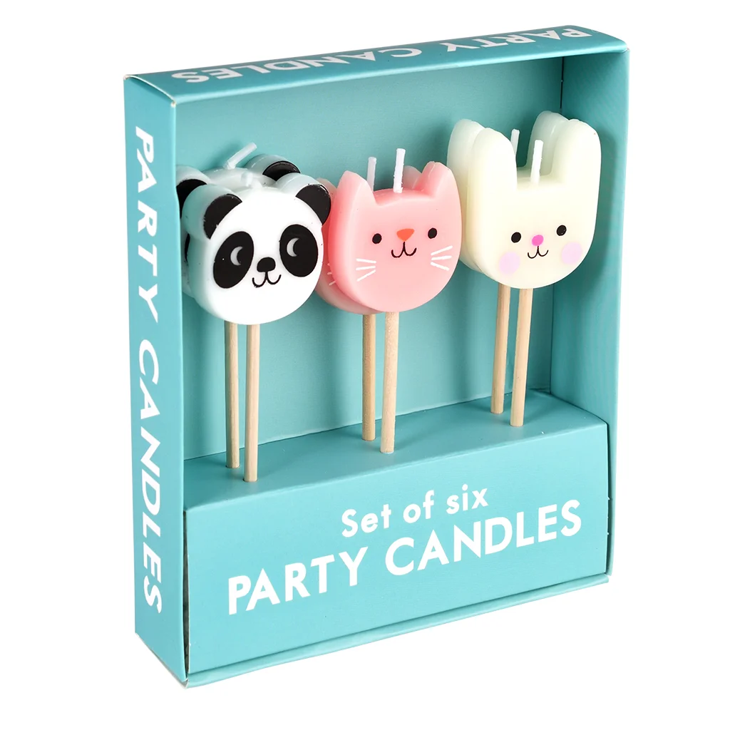 party cake candles (set of 6) - miko and friends