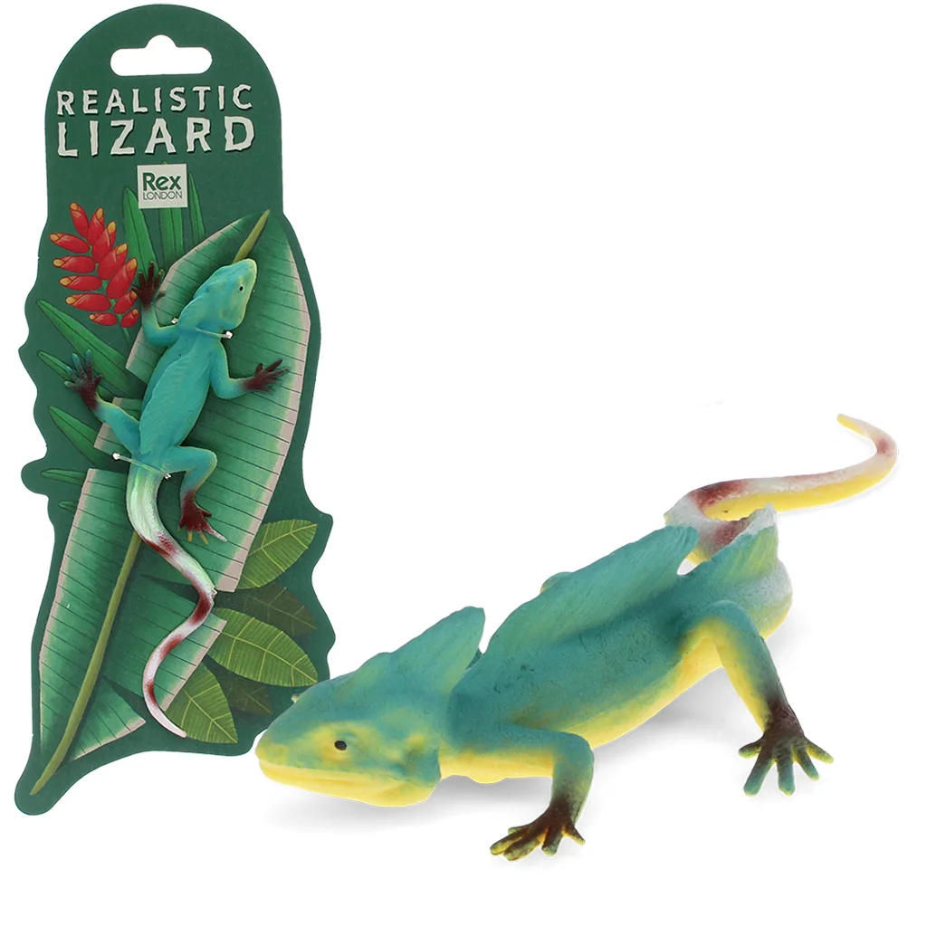 realistic double crown lizard toy