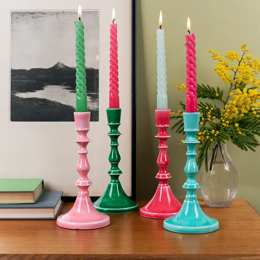 enamel candlestick (19cm) - pink