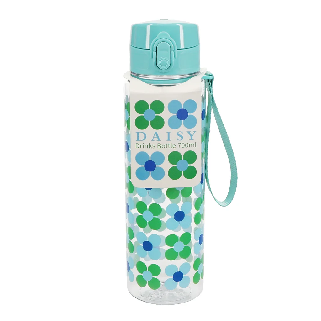 trinkflasche mit druckknopfdeckel 700ml - blue and green daisy