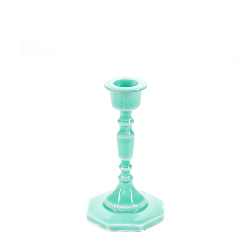 enamel candlestick (13cm) - aqua