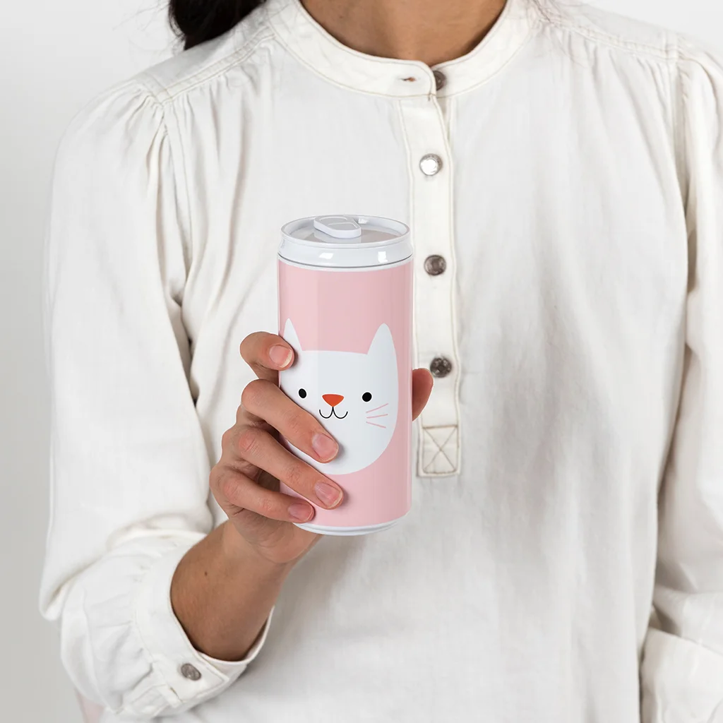 reusable eco can water bottle (330ml) - cookie the cat