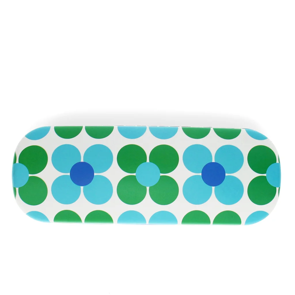 etui à lunettes & chiffon de nettoyage - marguerite bleue et verte