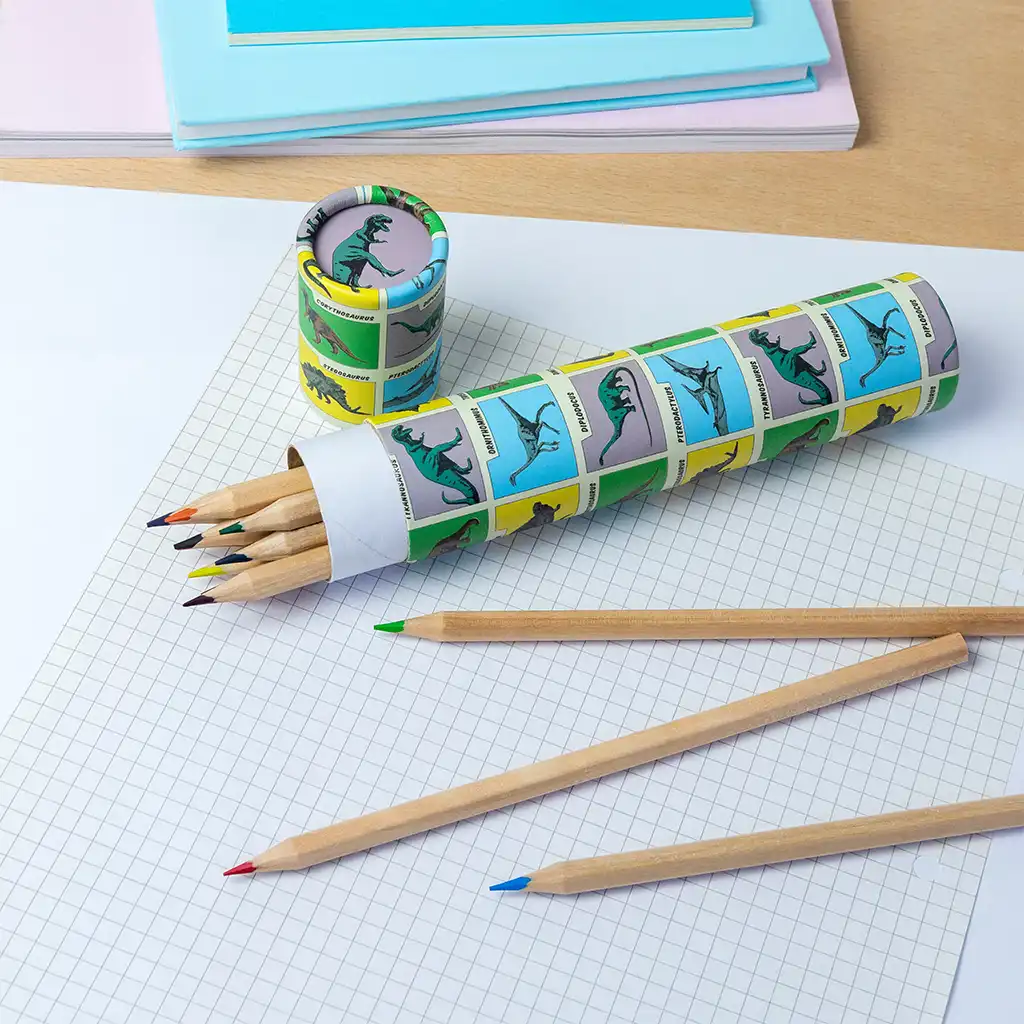 tube long de crayons de couleur - prehistoric land