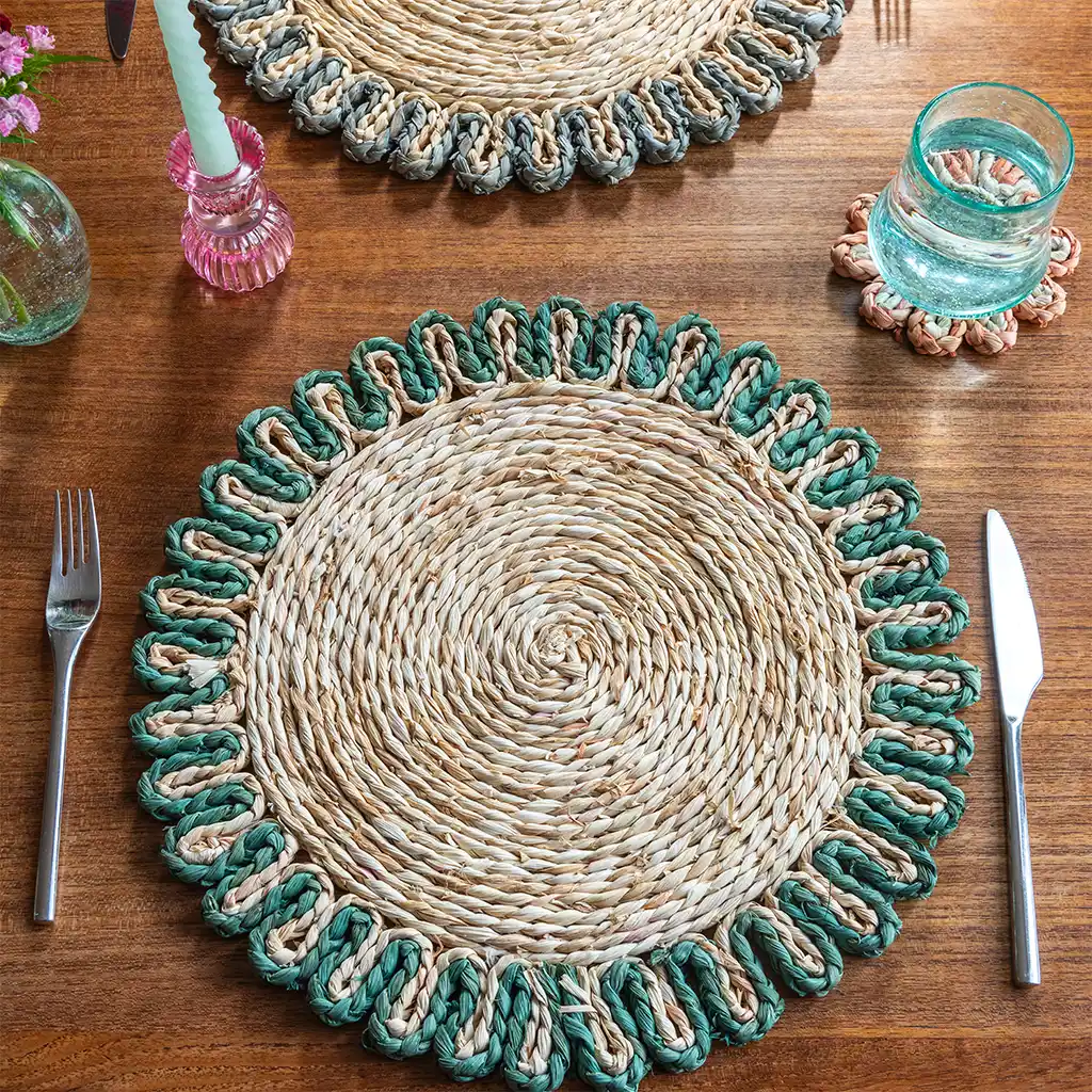 corn husk placemat - blue