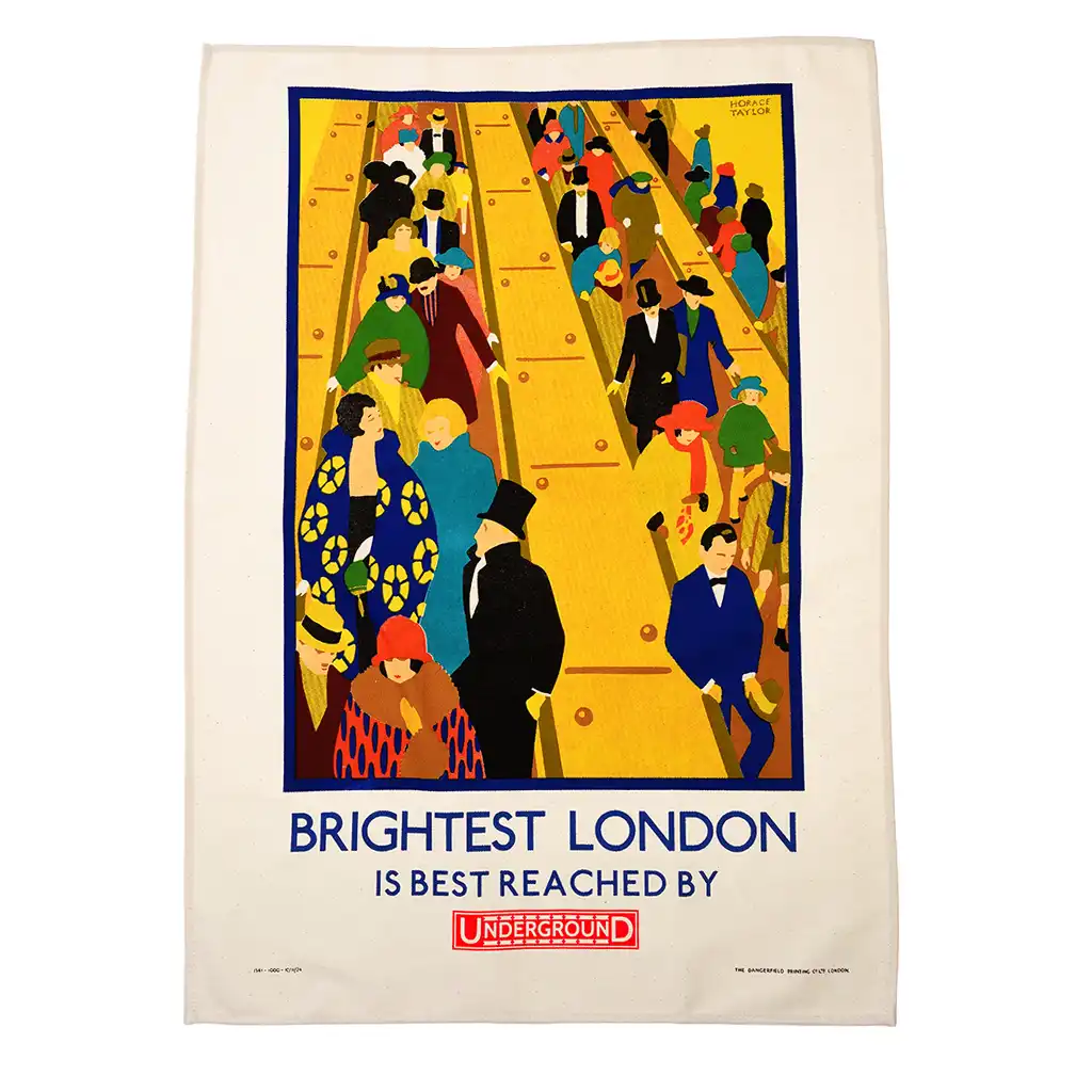 torchon en coton - tfl vintage poster "brightest london"