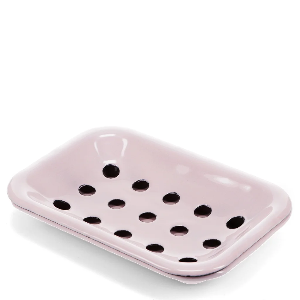 two-part enamel soap dish - pink