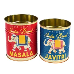 medium retro style storage tins (set of 2) - masala and javitri