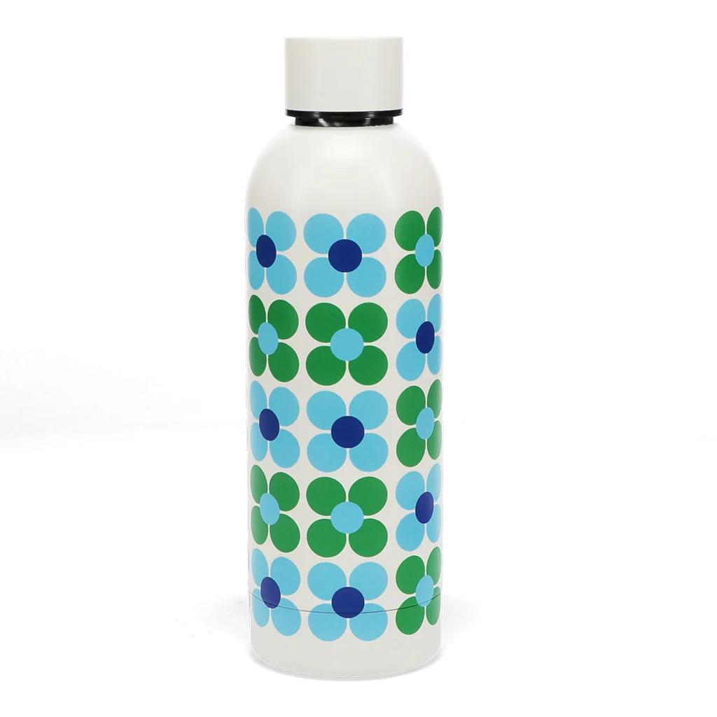 stainless steel bottle 500ml - blue and green daisy