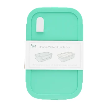 double wall lunch box with divider - aqua double wall lunch box with divider - aqua