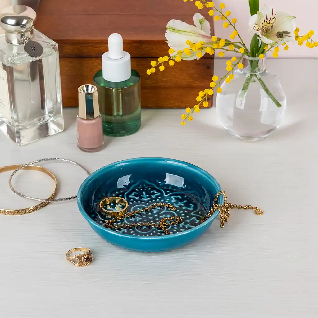 enamel trinket dish - blue