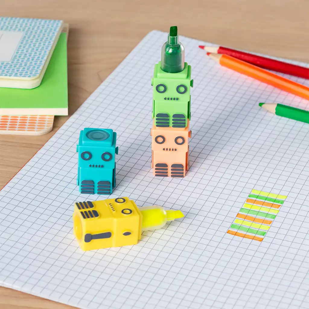 stackable highlighters set - robot