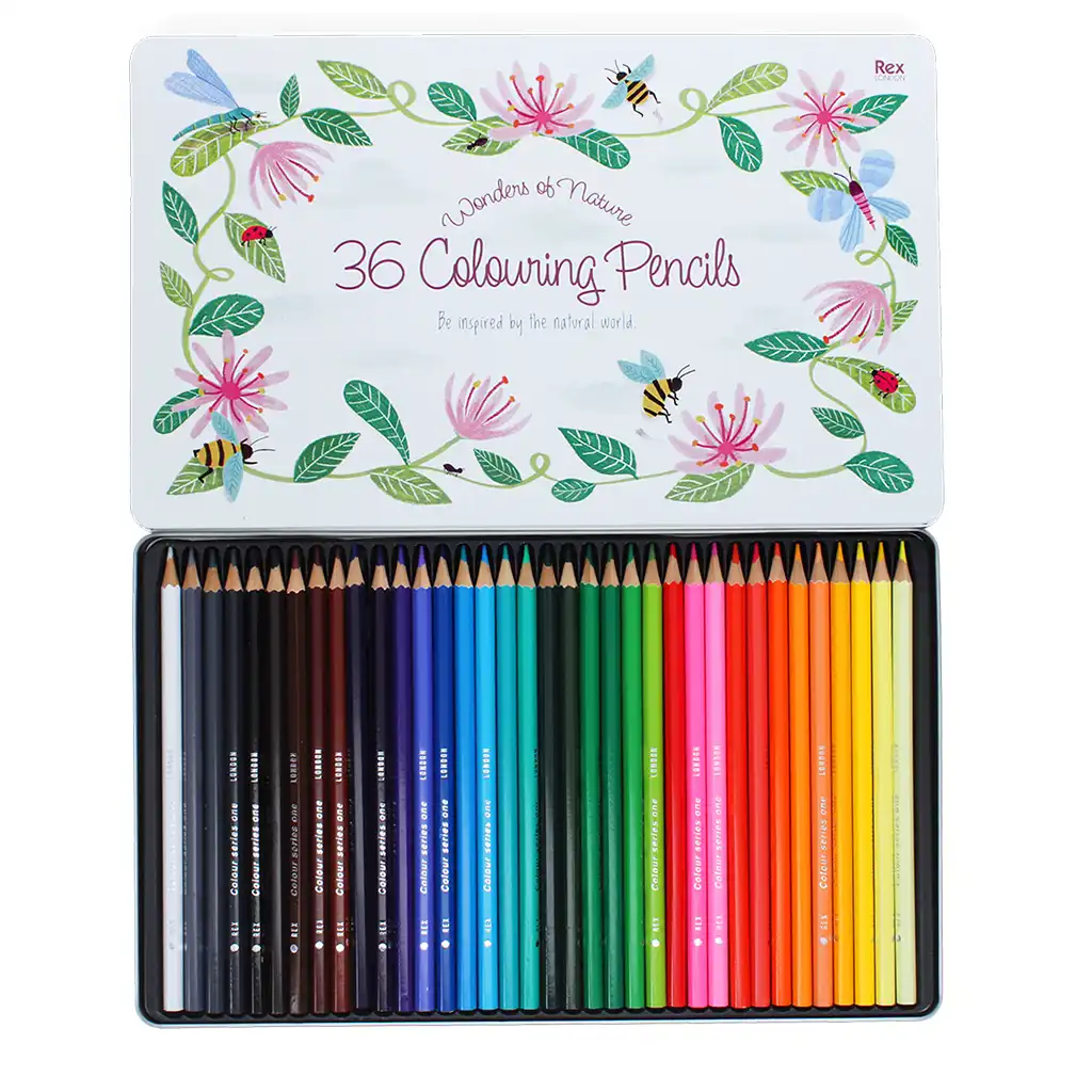 36 colouring pencils in a tin - wonders of nature