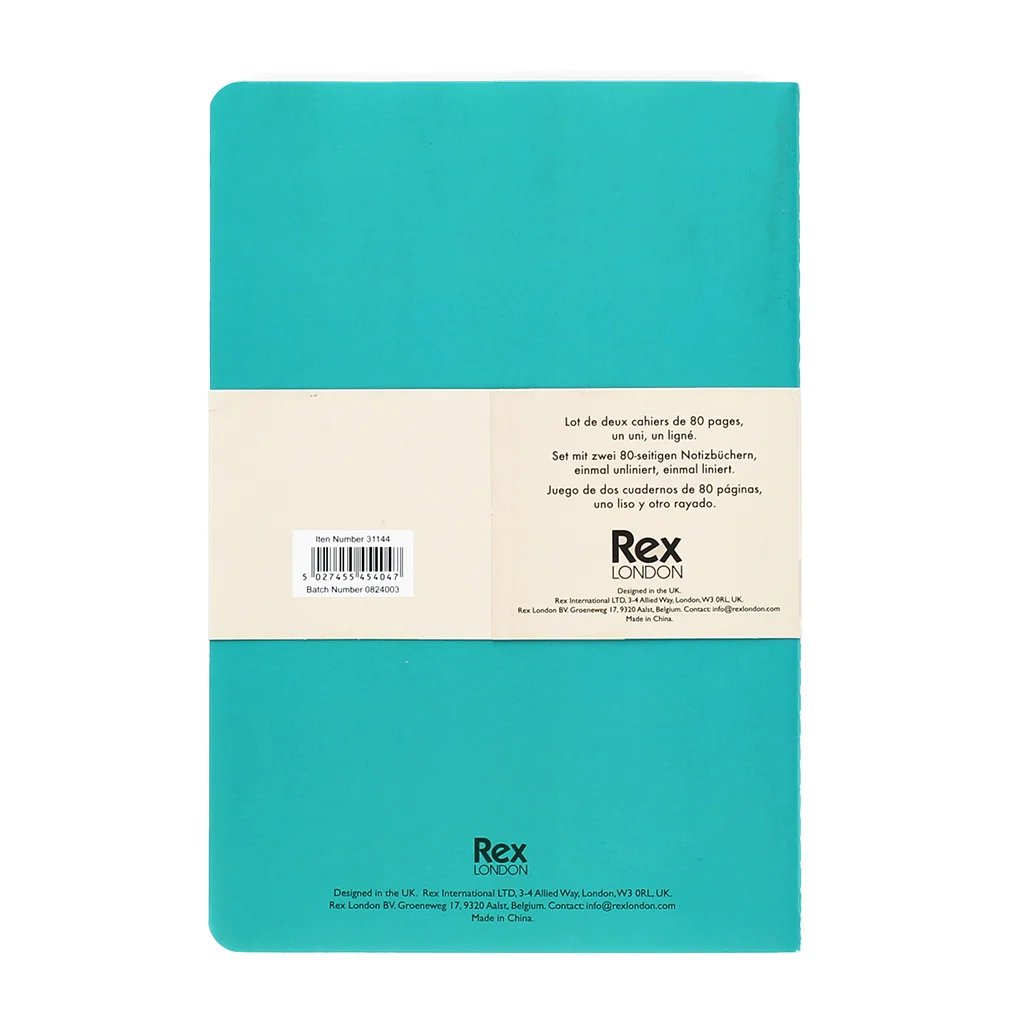 carnets a5 (lot de 2) - vert & aqua