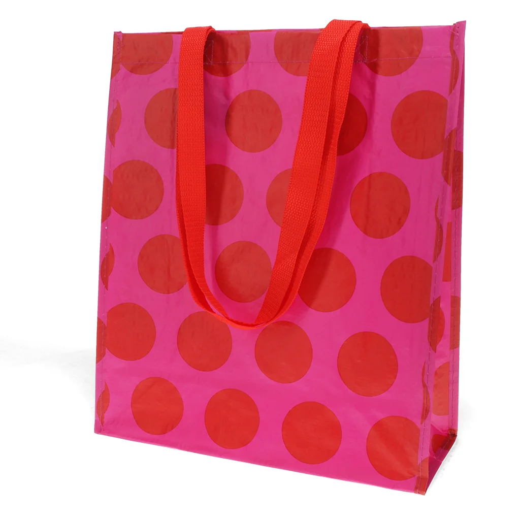 shopping bag - red on pink spotlight