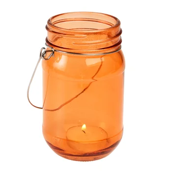jam jar tealight holder - orange jam jar tealight holder - orange