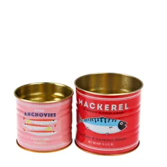 mini retro style storage tins (set of 2) - fish
