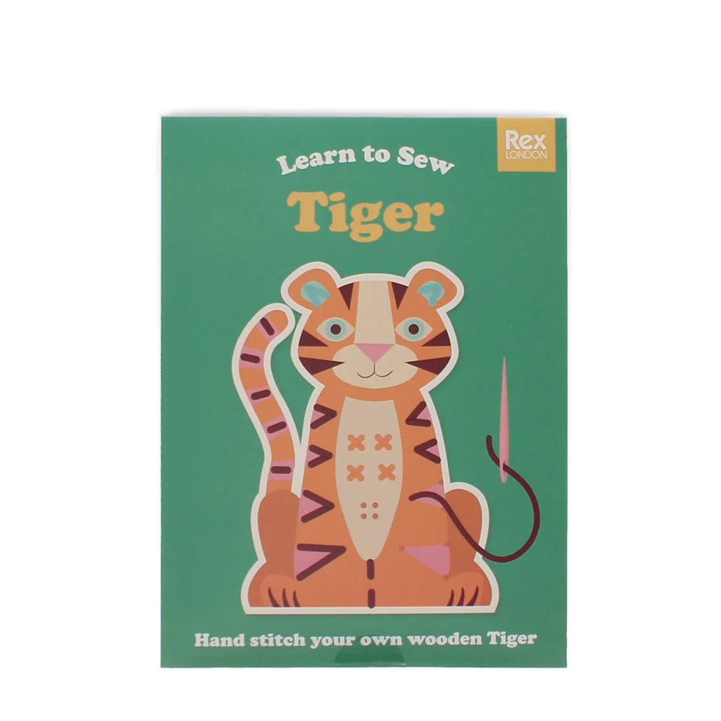 learn to sew wooden hand-stitch set - tiger