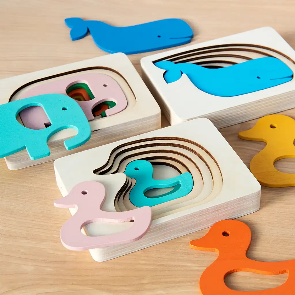 wooden layered puzzle (5 pieces) - duck