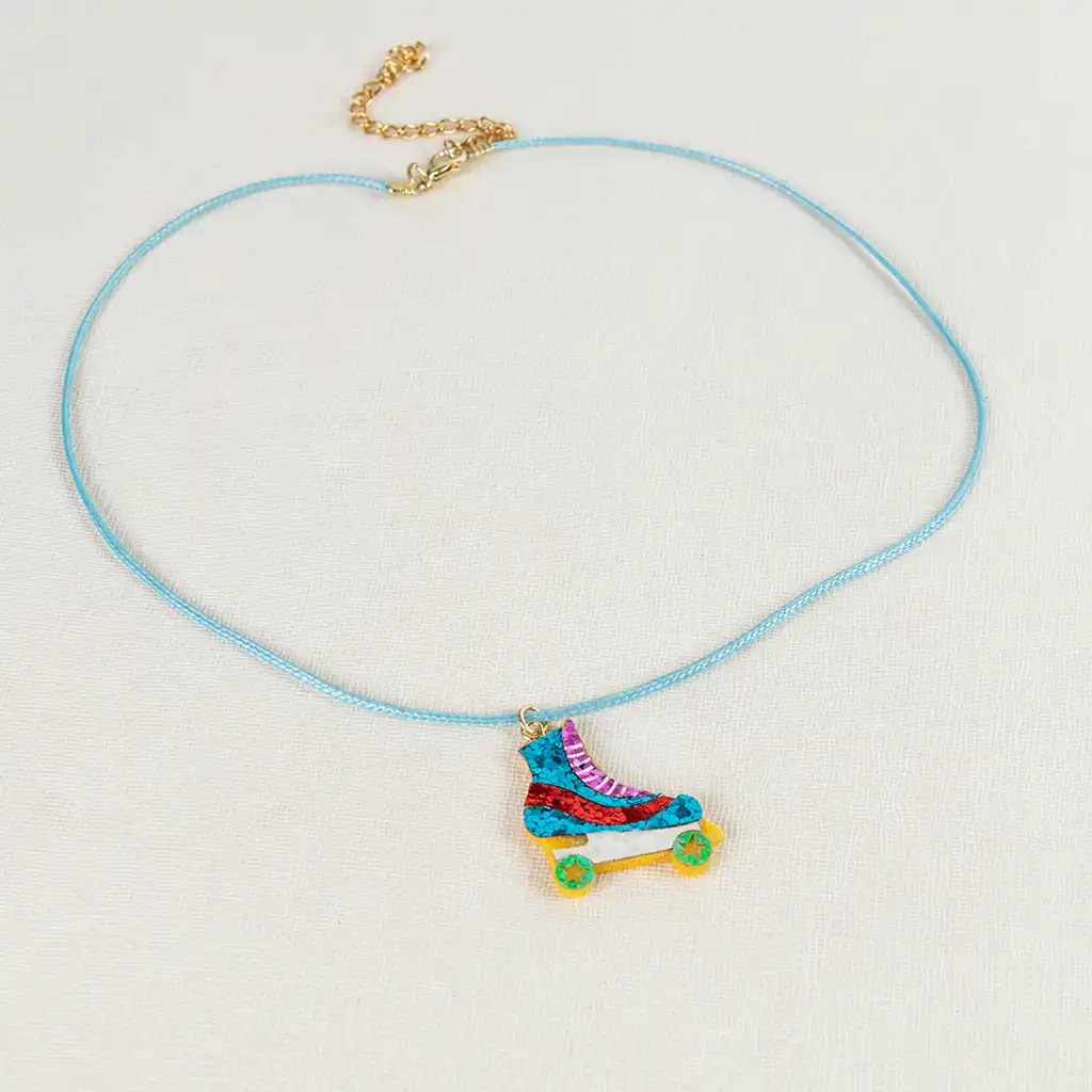 children's glitter necklace - roller skate