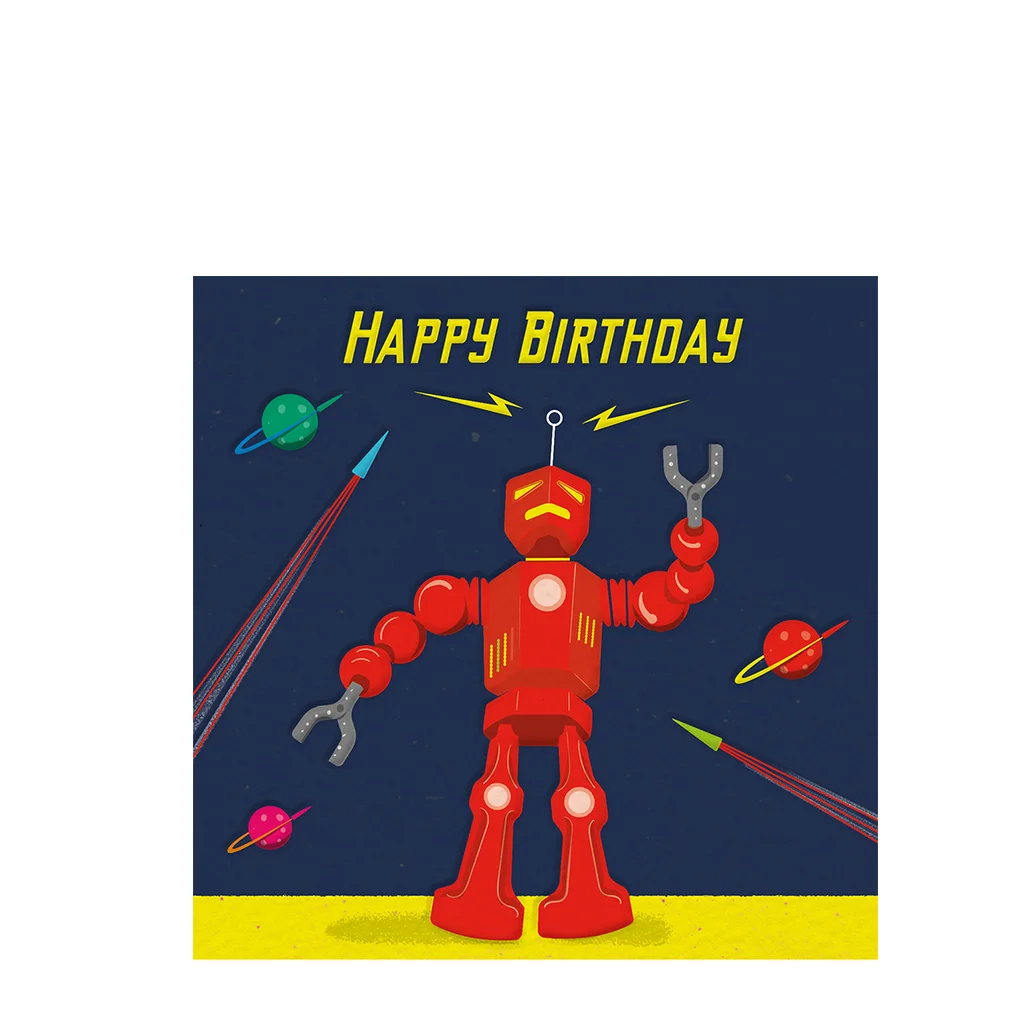 tarjeta de cumpleaños sci-fi robot