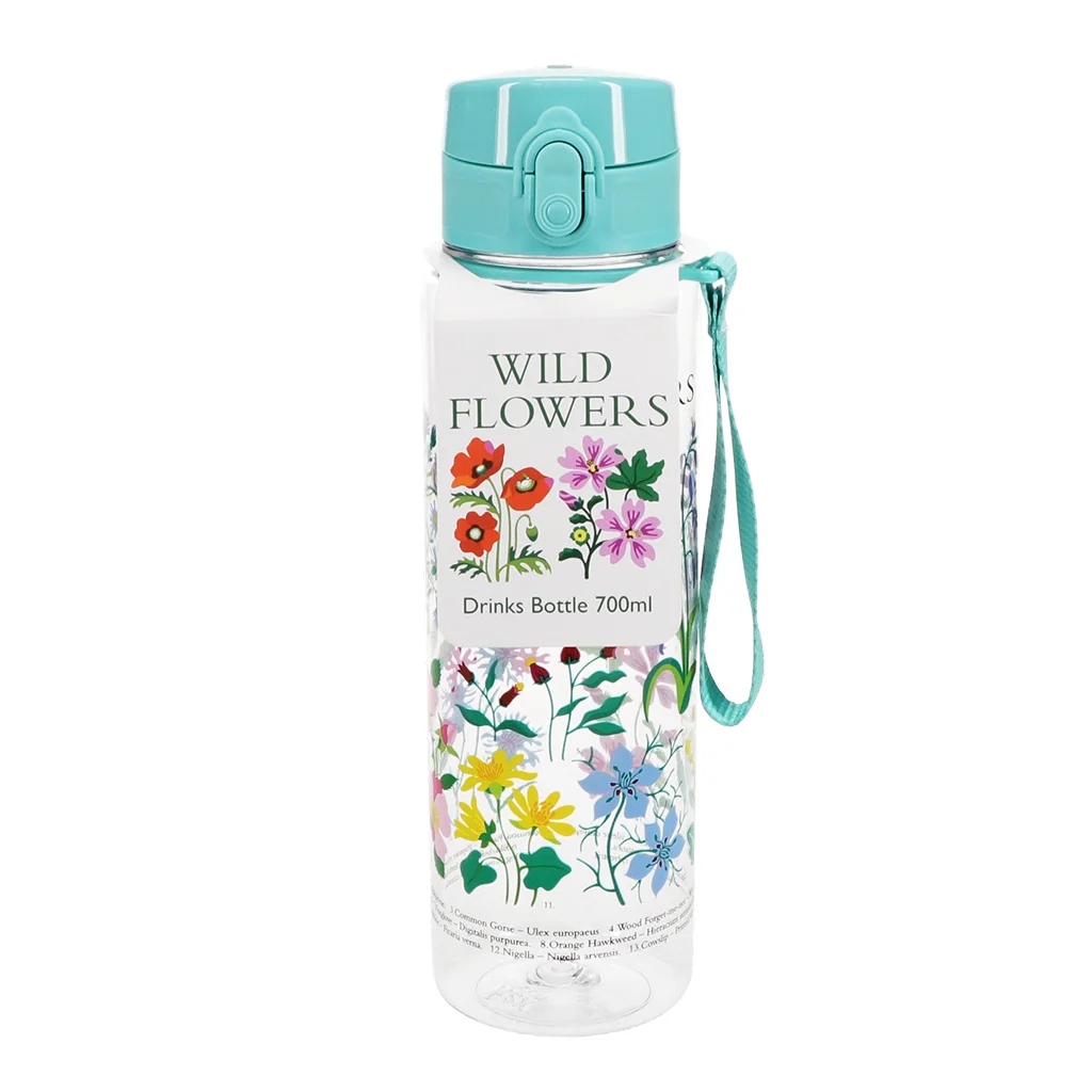 drinks bottle with push button lid 700ml - wild flowers