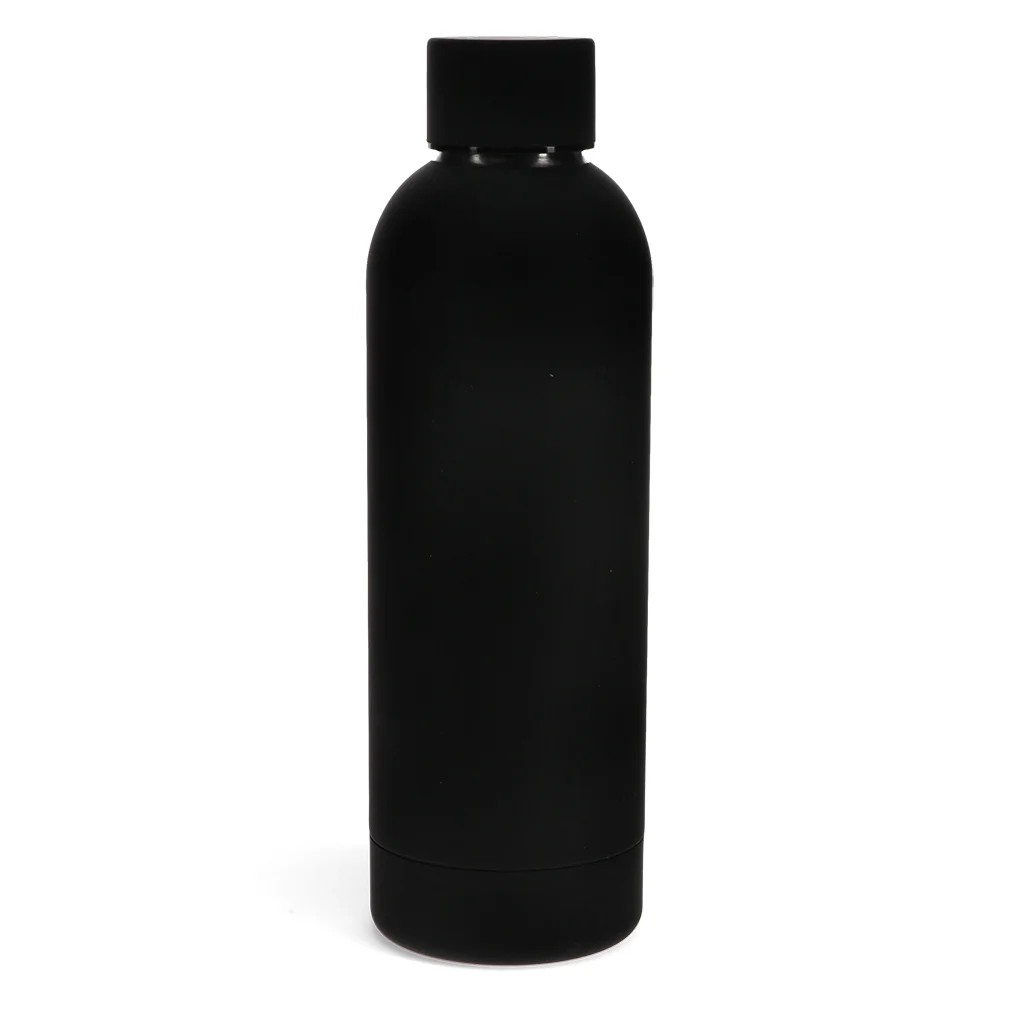 gourde en acier recouverte de caoutchouc 500ml - noir