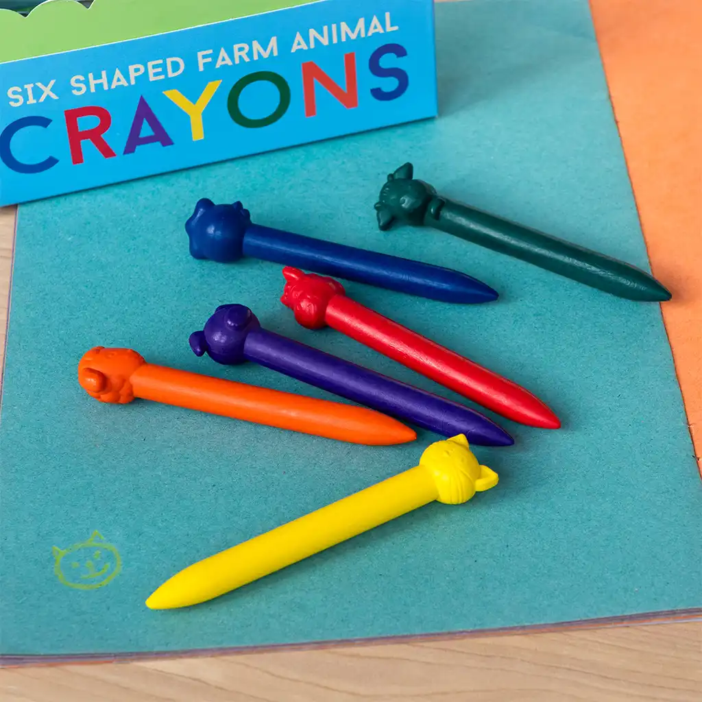 animal head crayons (set of 6)