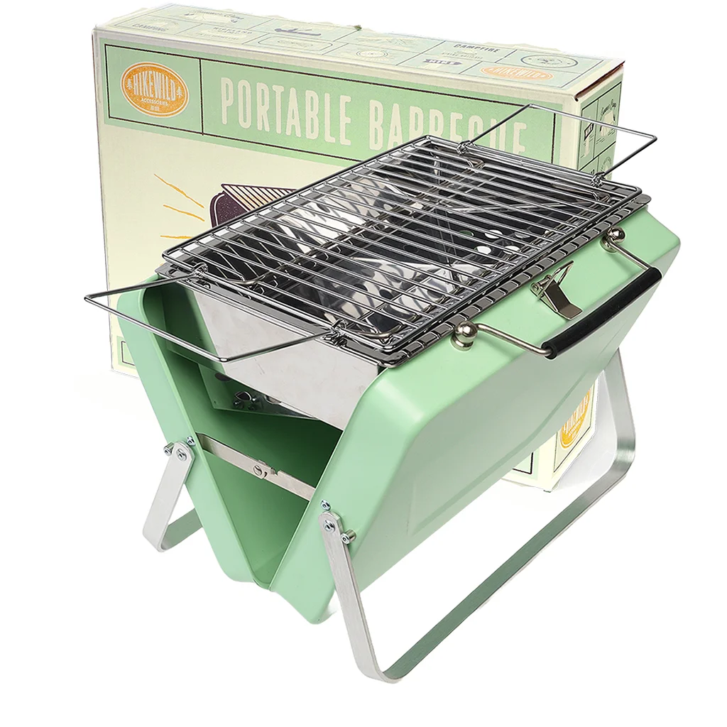 portable suitcase bbq - pistachio green