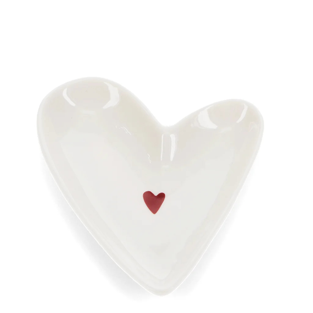 small glossy ceramic trinket dish - heart