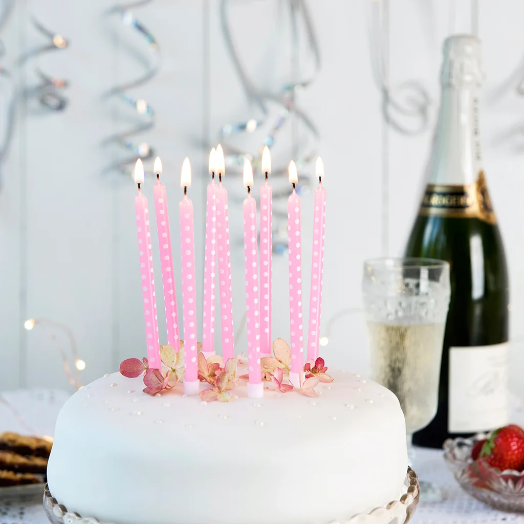 10 bougies d'anniversaire rose